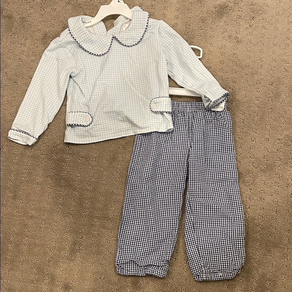 Blue Gingham Long Sleeve Set